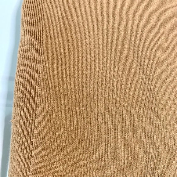 Yummy Sweater Co. Women’s Tan Shoulder Strap Fitted Soft Sweater Bodysuit - Picture 6 of 8